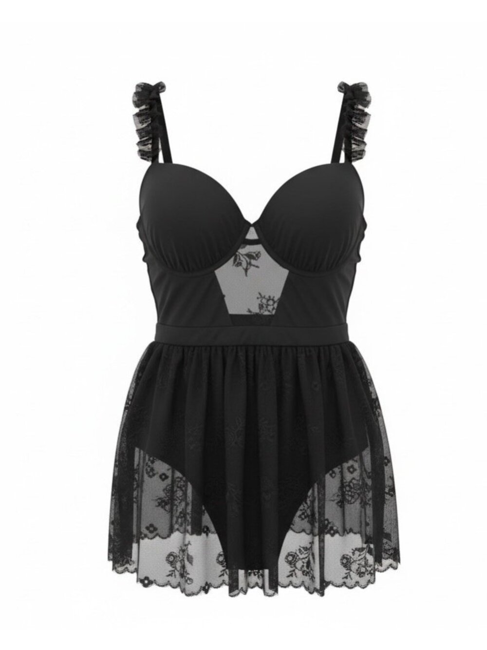 Skull X Rose Mesh One Piece Swimsuit Goth Size Small